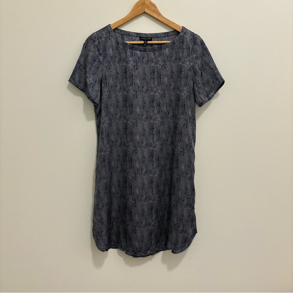 Eileen Fisher Chainette Printed Silk Cotton Tunic Dress